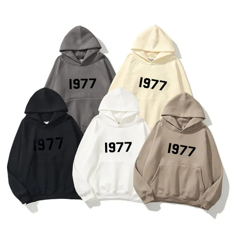 2024 Digital 1977 Printed Women's Fleece Hoodie Warm Men's Sweatshirt Fashion Street Wear Casual Men's Loose Pullover Hoodie Hoo