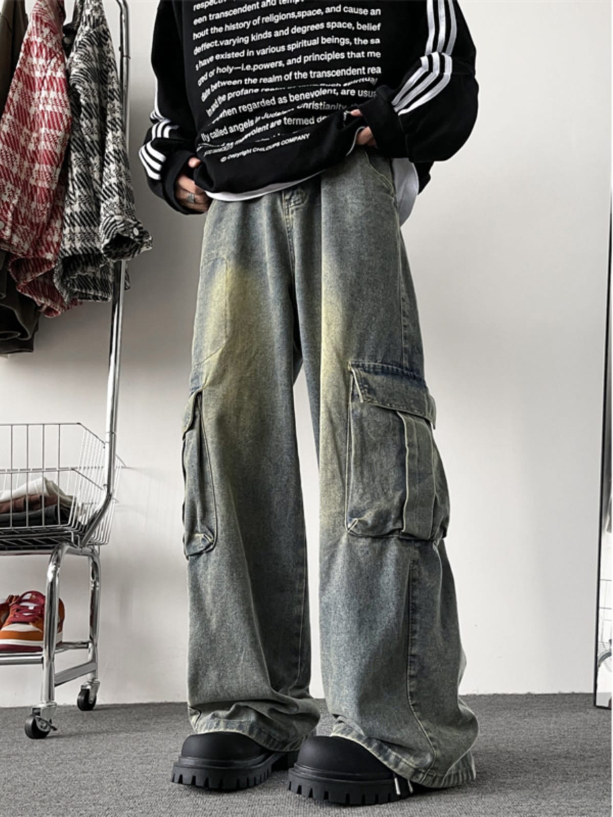 2024 Spring and Autumn New Men's Classic Fashion Printed Elastic Jeans Men's Casual Slim Comfortable High-Quality Trousers W200
