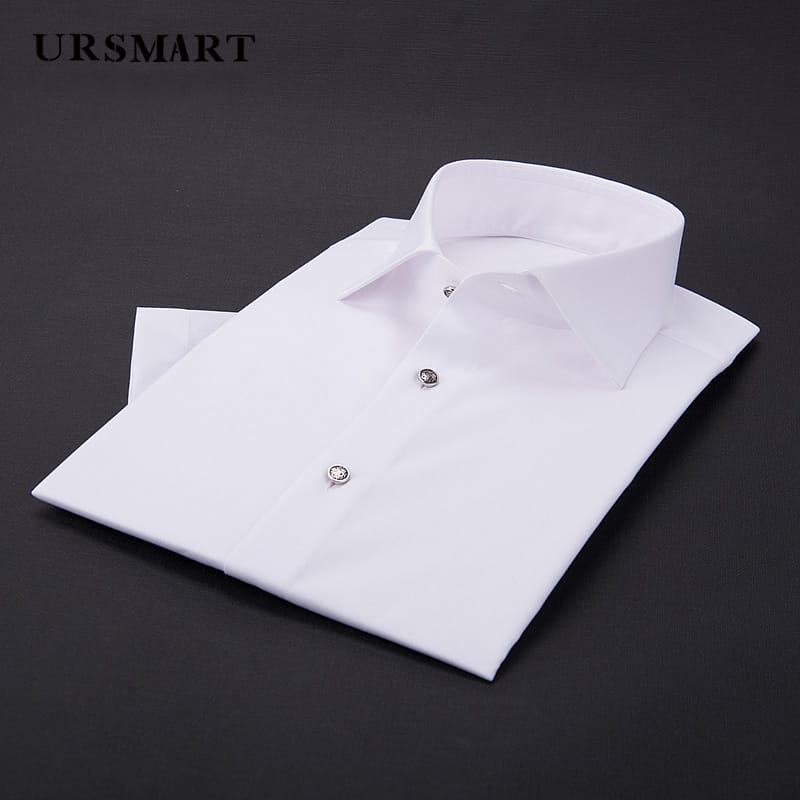 Square neck short sleeved men's shirt 100% cotton slim fit shirt 2024 summer new product work business banquet shirt men