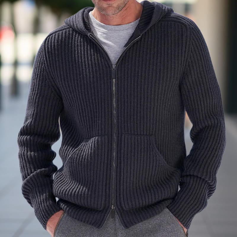 Autumn/Winter New Men's Jacket Hooded Long Sleeve Knitted Sweater Coat Cardigan Fashion Chamarras Para Hombre