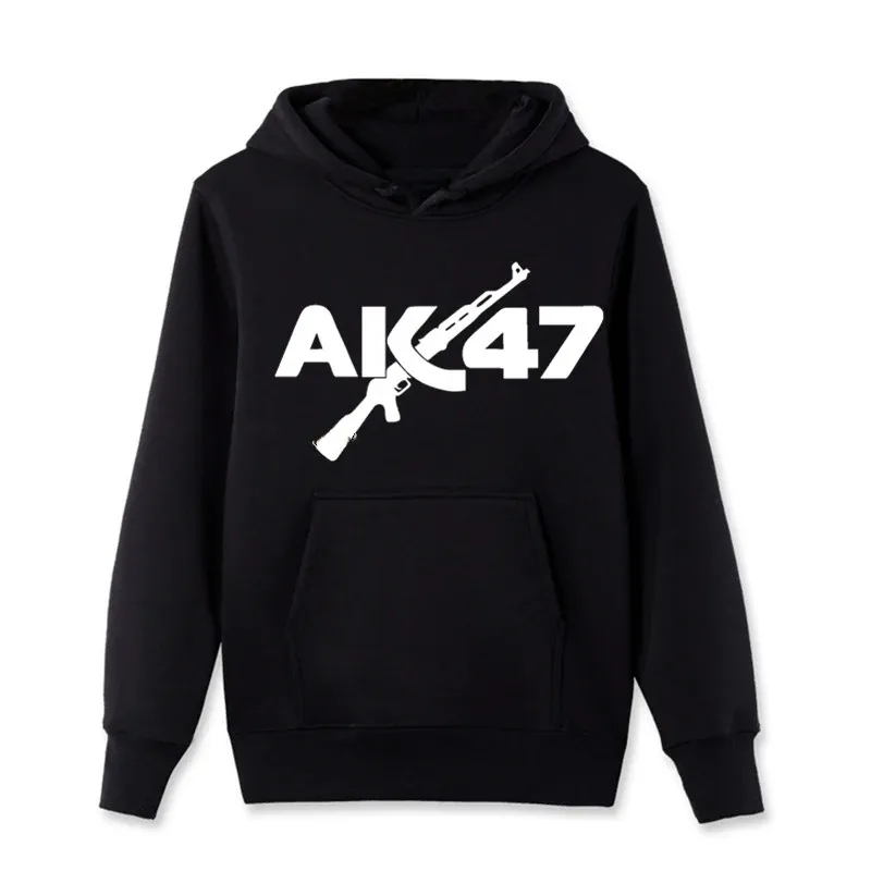 Spring Autumn Casual  Pullover Sweatshirt Cool Coat Fashion New Hoody AK47 Gun Print Men's Hoodie