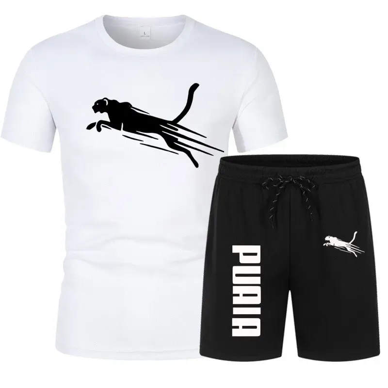 2024 New Summer fashion Printed Men's Shorts Set Quick Drying Breathable Sports Set Short Sleeve T-shirt Set Men's Jogging Set