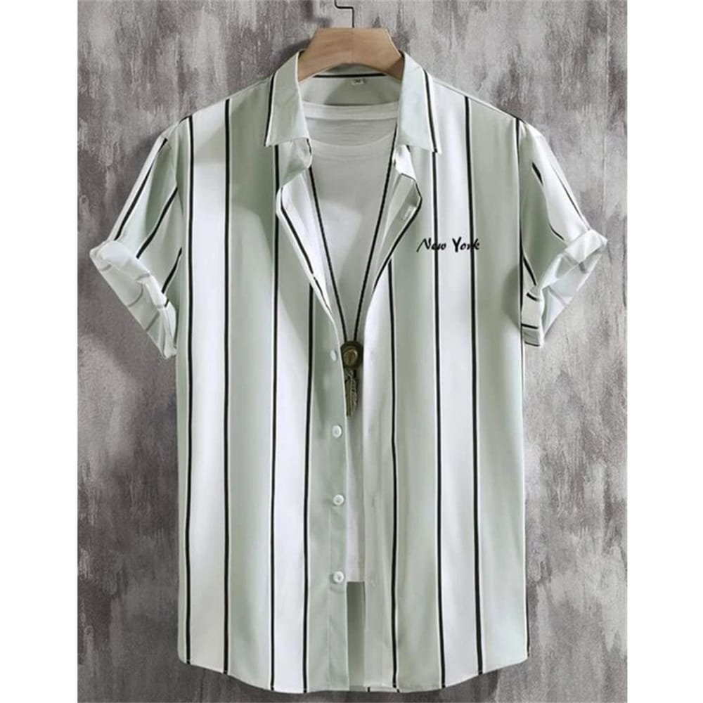Stripe Shirt Men's Casual Shirt Hawaiian Shirt Men Summer Simple Daily Short Sleeved Shirt For Men Clothing Breathable Shirts