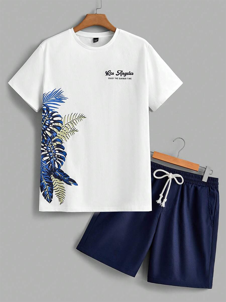 Summer Everyday Fashion Men's T-shirt Athletic Shorts Set City Street Men Casual Short-sleeved Tops Pool Party Men's Beach Pants