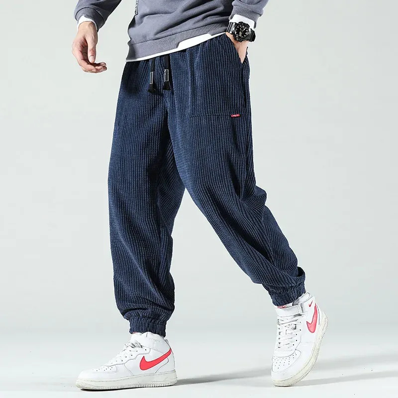 561#Autumn and winter corduroy fashion brand men's pants girdle feet fashion loose pants