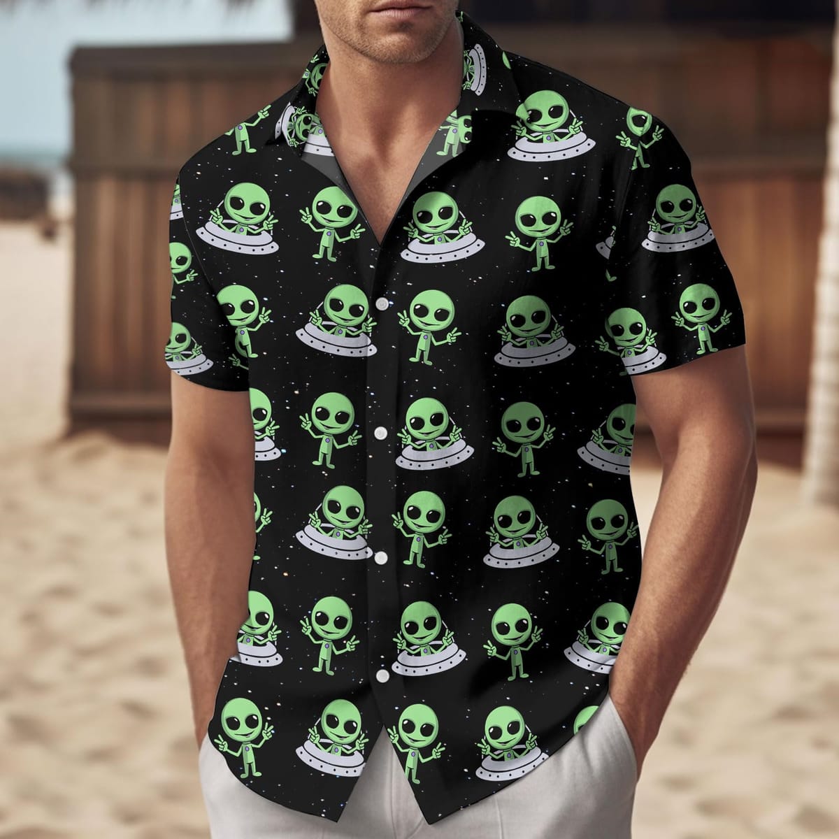 Funny Alien Graphic Shirts Oversized Men's Shirt 3d Printed Pattern Male Clothing Casual Shirt Lapel Tops Button Summer Apparel