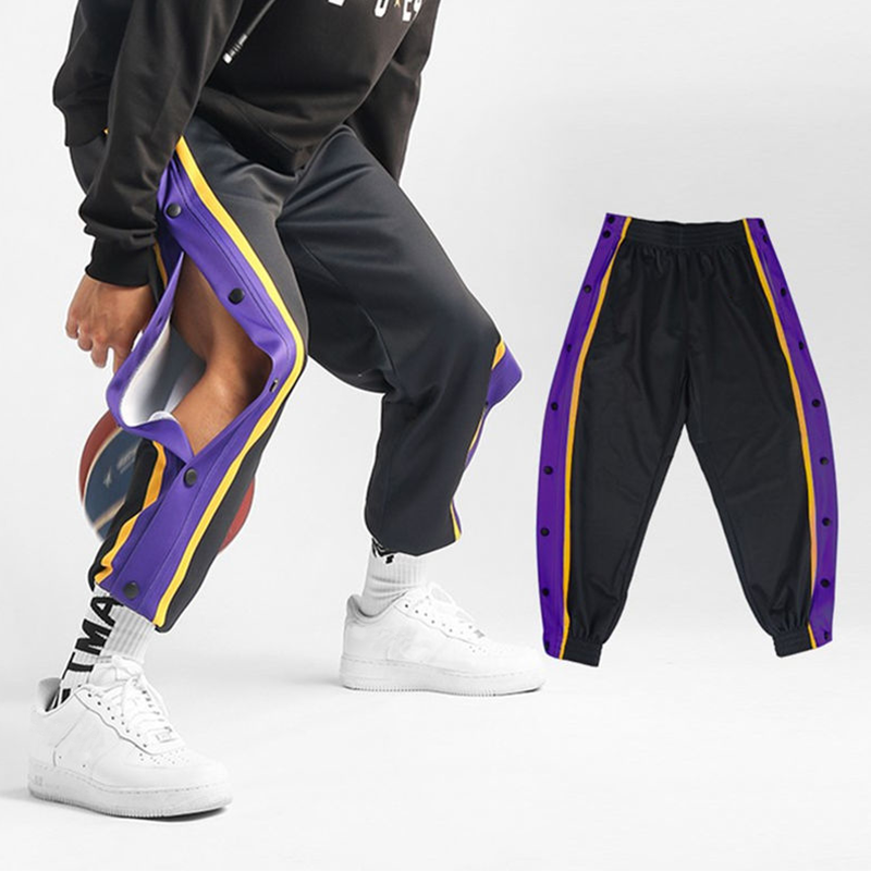2023 Y2K Men's Sports Pants Side Buttons Pants Fully Open Loose Wide Leg Casual Strap Basketball Pants Streetwear Men Clothing