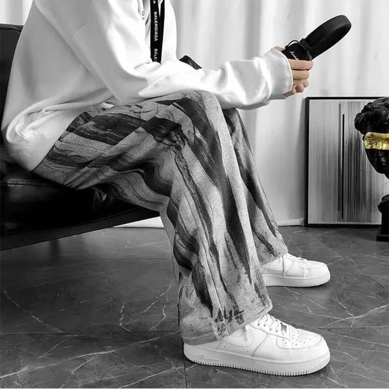 Men's Tie Dye Pants Vintage Hip Hop Casual Sweatpants Loose Wide Leg Trousers  Spring Summer New Streetwear Pantalon Homme