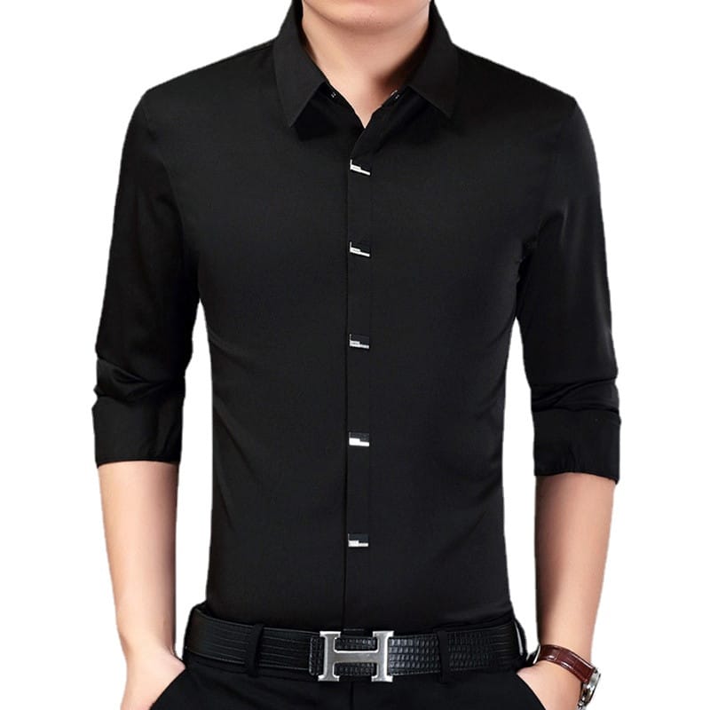 2021 Brand clothing Men's spring High-end Business Shirts/Male Slim Fit Dress Shirt/lapel Long Sleeve Shirts Plus size S-4XL