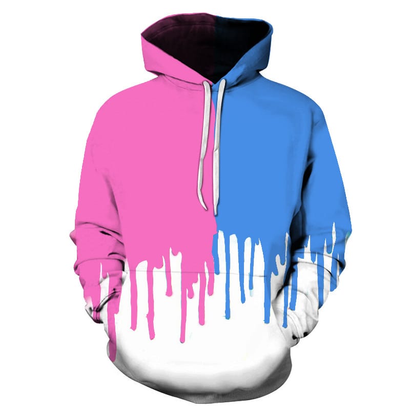 2021 Spring and Autumn Men's Hooded Personalized Casual Watercolor Pattern 3D Print Pullover Wholesale