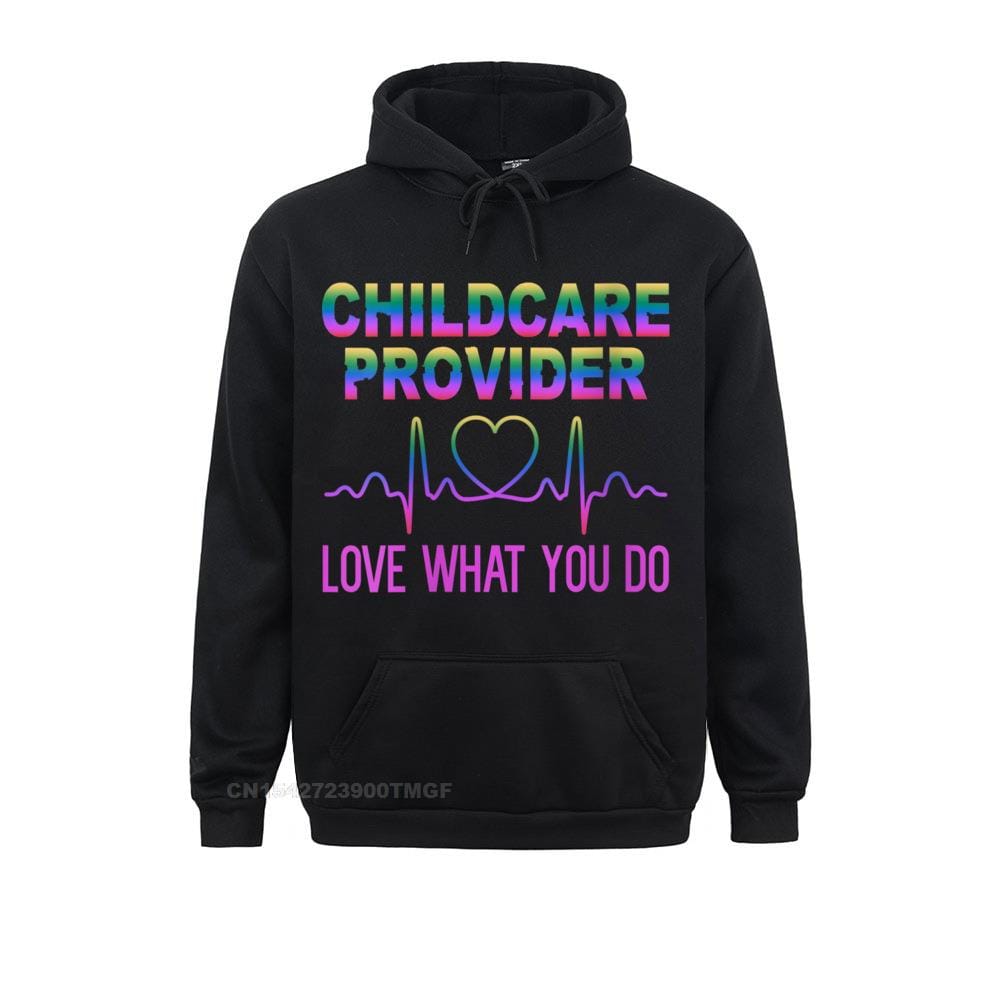 New Arrival Womens Love Childcare Provider To Live Happily Funny Streetwear Hoodie Men's Hoodies Long Sleeve Father Day Hoods
