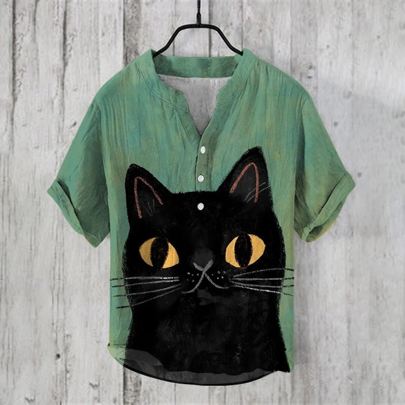 2024 New Fashion Retro Art Print Spring/Summer Men's Short sleeved Loose Hawaiian Shirt Holiday Beach