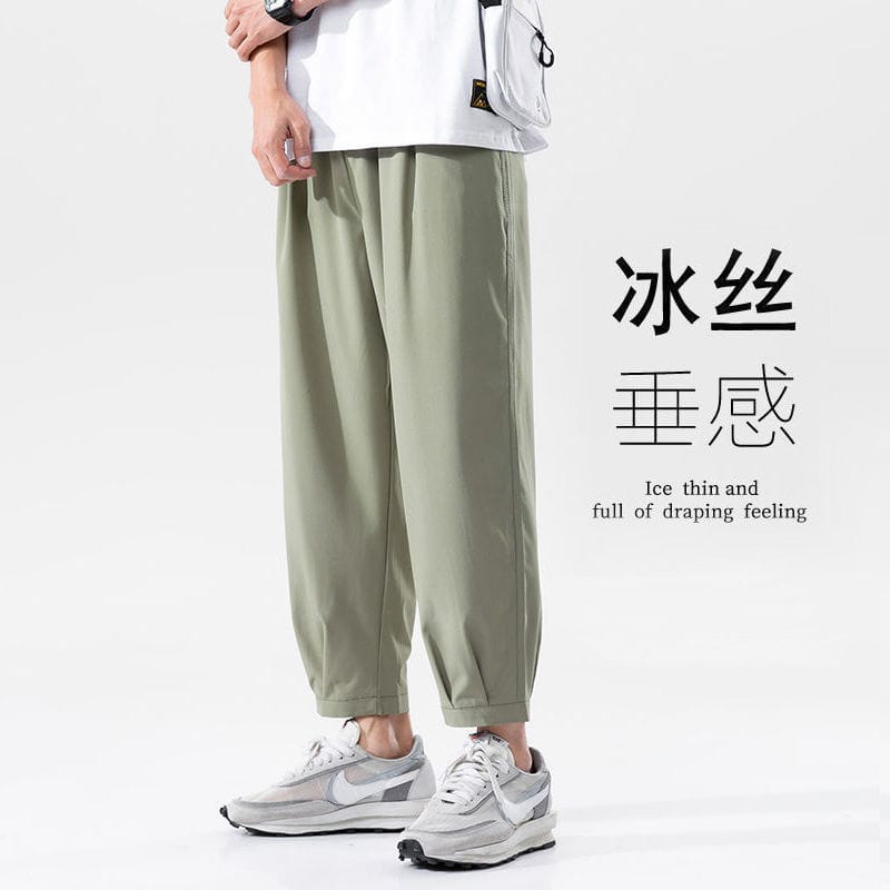 Ice Silk Pants Men's Summer Thin Casual Pants Trousers Trend Men's Loose Feet Loose Straight Men's Pants