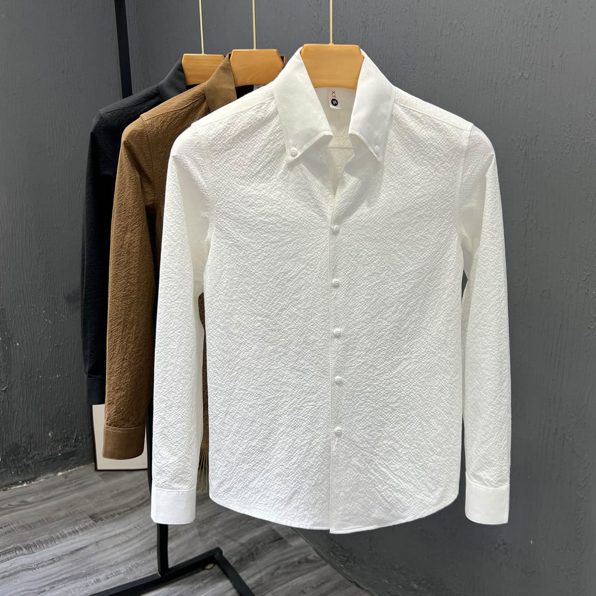 2024 Men's Long Sleeve Business Shirts Solid Color Classic Tops Basic Casual Slim Male Brand Wear Large Size Clothing N285