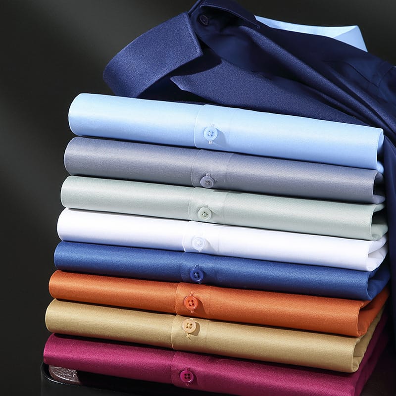 New Arrival Men's White Dress Shirt Long Sleeve Casual Wrinkle Resistance for Business Office Formal Events Pocket-less Solid