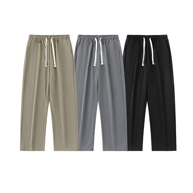 Men's Summer Pants Casual Thin Elastic Waist Sport Sweatpants Loose Big Size Trouser Men