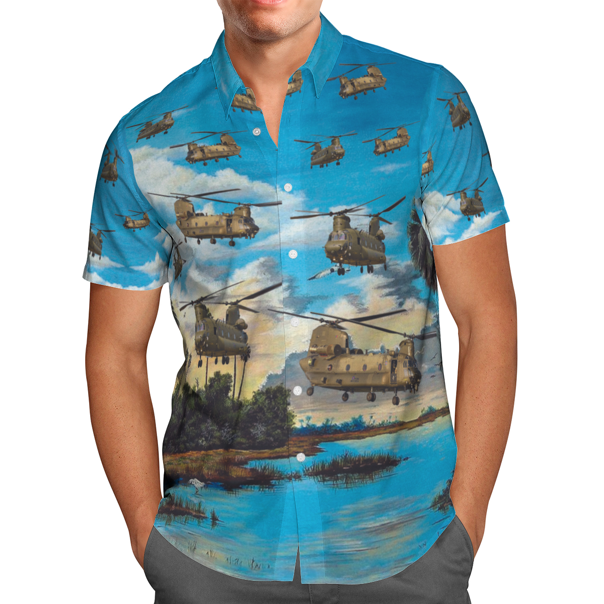 3D Helicopter Hawaiian Shirt Men's Summer 2021 Short Sleeve Streetwear Oversized 5XL Social Homme-148 Summer