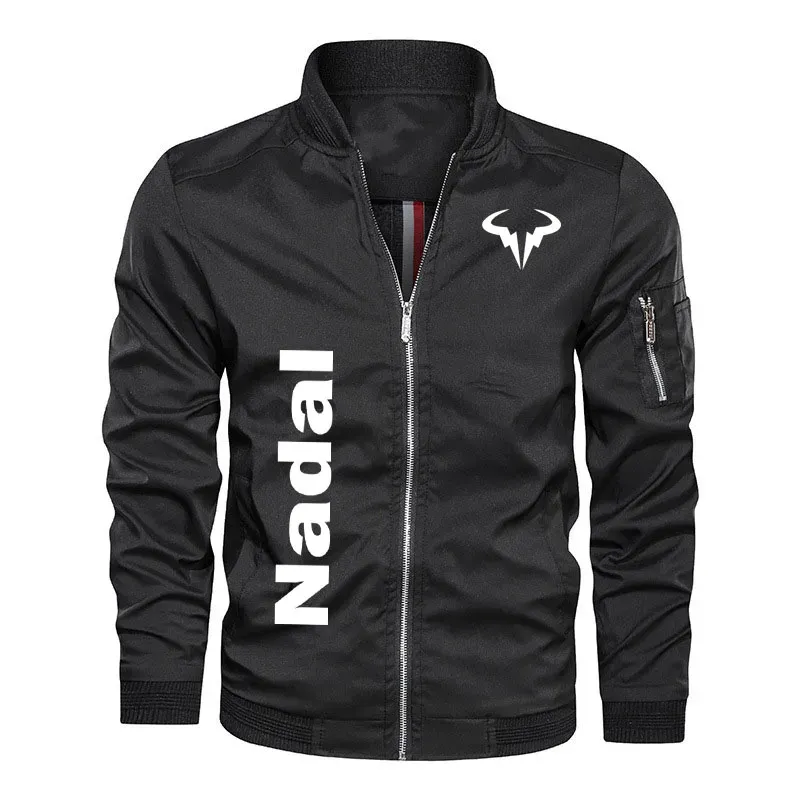Outdoor fashion casual jacket top Rafael Nadal print high-end military tactical men's jacket Comfortable hip hop street jacket