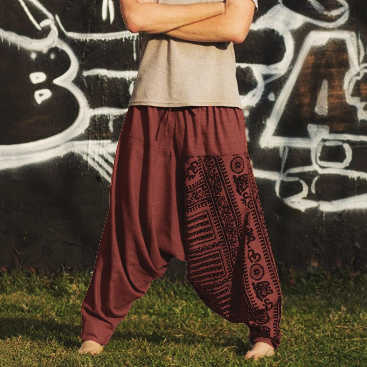 Nationality Style Pants Men's Oversize Pants Baggy Long Casual Print Loose Large Size Nationality Trousers Harem Pants Man