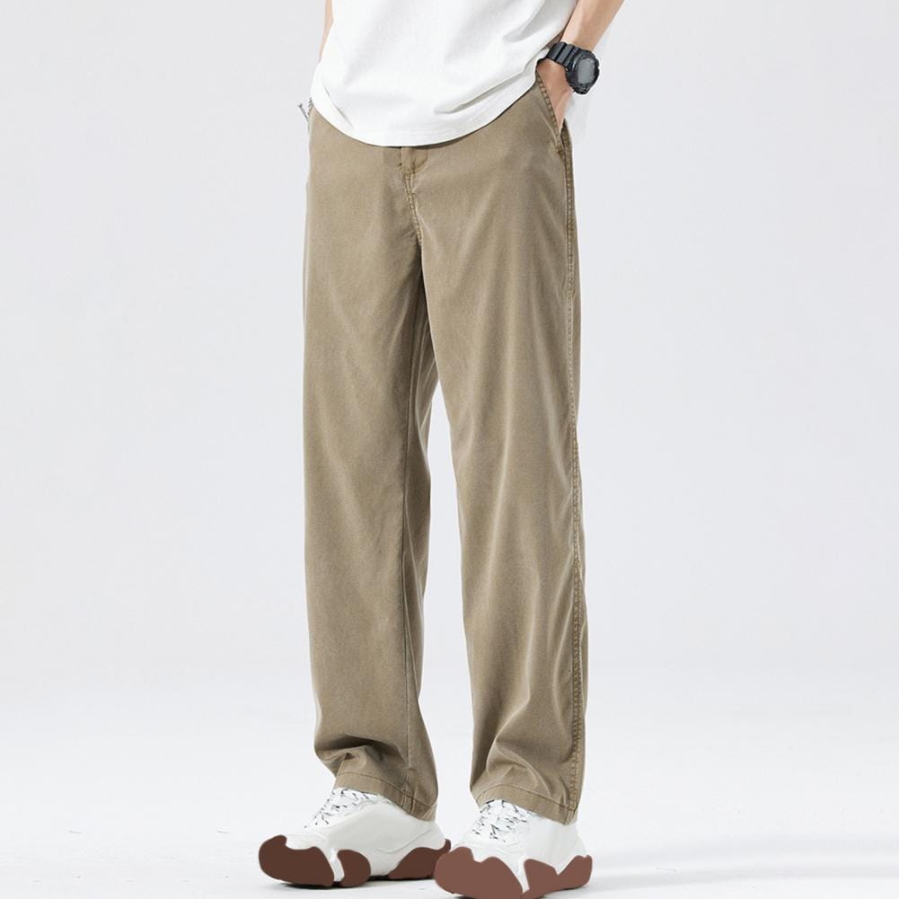 Men's Pants Wide Leg Elastic Waist Loose Solid Color Plus Size Pocket Quick Dry Casual Everyday Wear Men's Pants