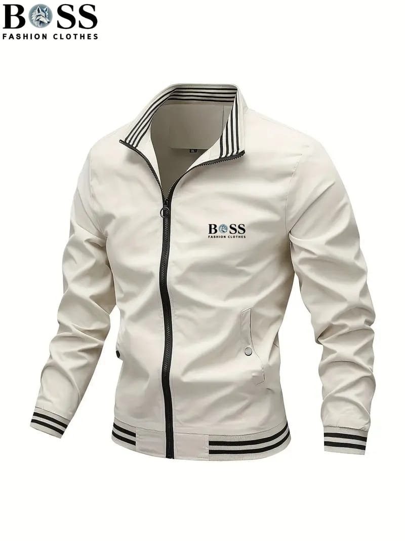 Jacket for Men Men's Stand Collar work Casual Zipper Jacket Outdoor Sports Coat Windbreaker Jacket for Men Waterproof Bomber