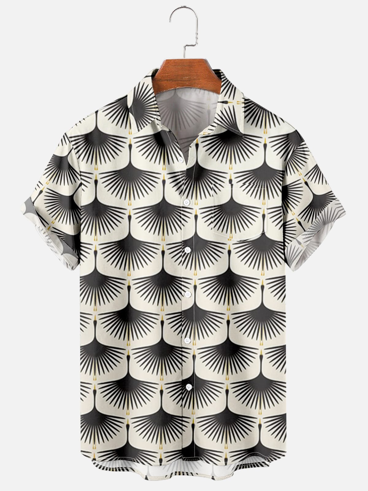 2021 New Men's Casual Trend Harajuku Spring/Summer Plaid Shirt Short Sleeve Chest Pocket Design Fashion Print Button 065