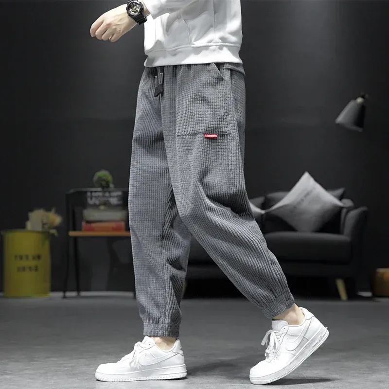 M-5XL ! 2022 New Fashion Men's Solid Color Nine-point Pants Trousers Harem Pants Corduroy Outdoor Casual Pants