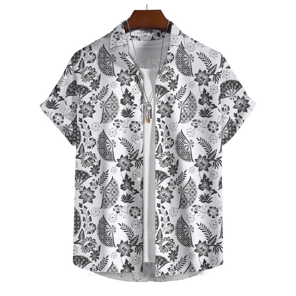 Ethnic Style Men'S Shirt Summer Short Sleeved Street Hawaiian Shirt Man Top Prismatic 3d Printed Oversized Vintage Shirt For Men