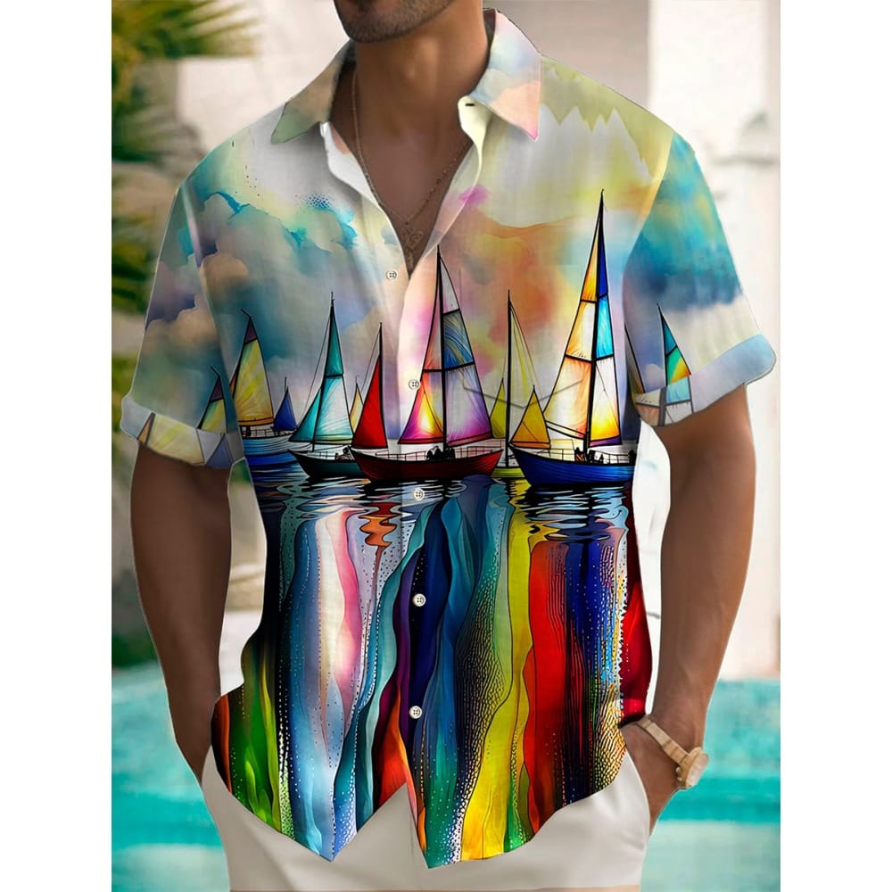 Men's Casual Shirt Hawaiian Shirt Men Summer 3d Print Casual Short Sleeved Shirt For Men Clothing Breathable Shirts