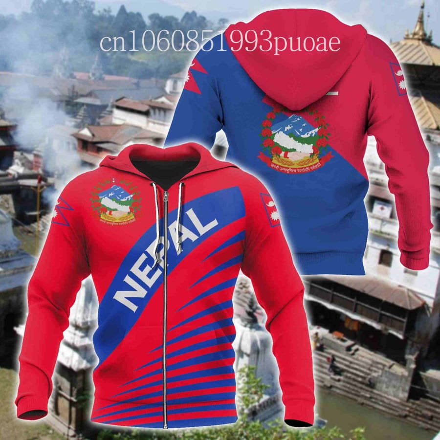 2024 New Nepal Flag & Coat of Arms Graphic Hoodie Summer Casual Streetwear Men's Women's Fashion Loose Oversized Sweatshirt