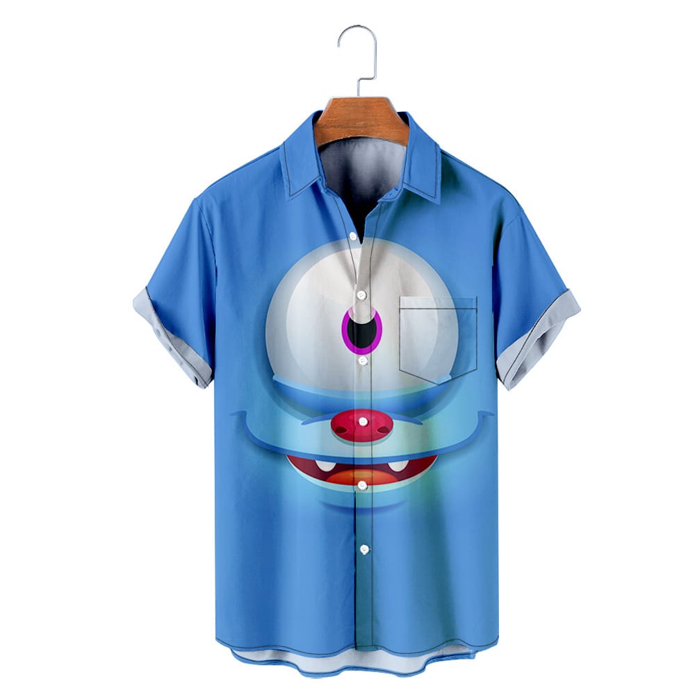 Men's Hawaiian T-Shirt Y2K Hombre Fashion Shirt Horror Cartoon Face3D Print Cozy Casual Short Sleeve Beach Oversized Clothes 12