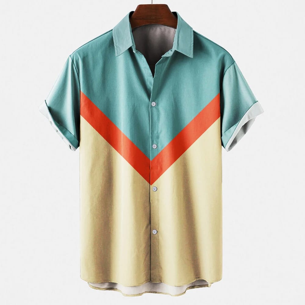 Men's Hawaiian Beach Vacation Casual Shirts Summer Fashion Short Sleeve Striped Printed Streetwear Funny Black Clothes