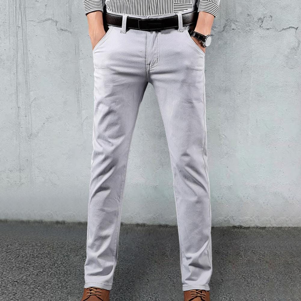 Men Pants Men Fall Loose Trousers Stylish Men's High Waist Straight Leg Trousers with Side Pockets Solid Color Autumn Winter