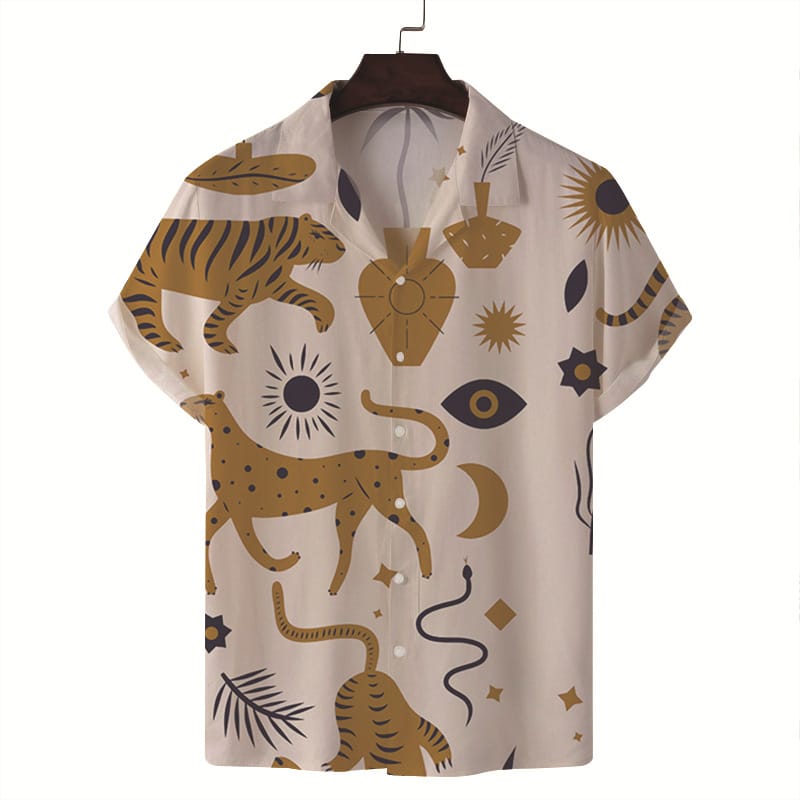 New Men's Hawaii Shirts Short Sleeve Animal 3d Print Graphic Womens Blouse Cuban Style Summer Oversized T-shirt Homme Y2k Tops