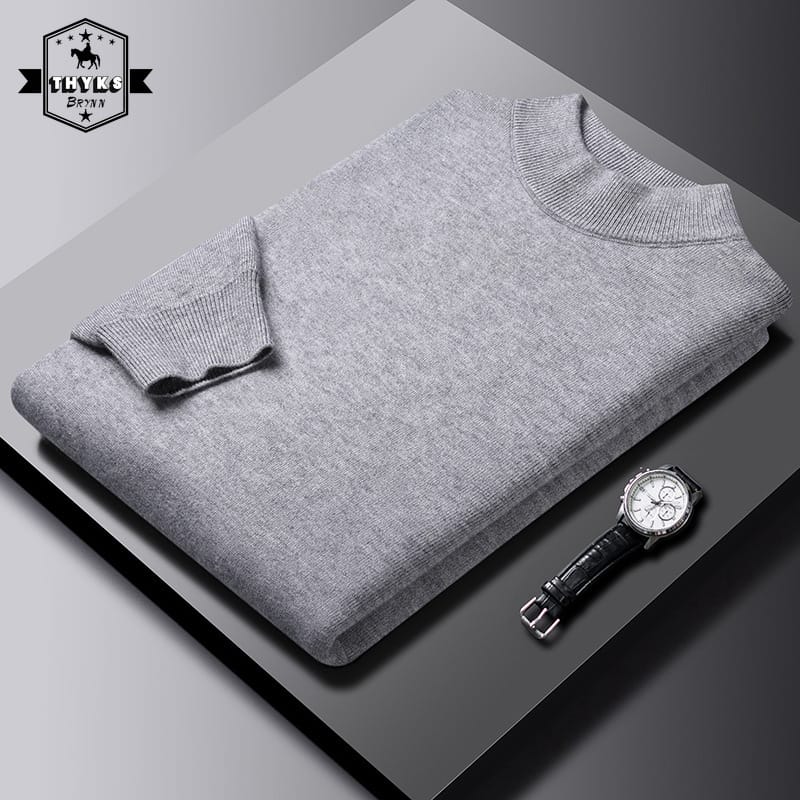 Men's Half High Collar Thin Pullover Sweater Fashion Simple Slim Fit Pullover Male Solid Color Classics Casual Turtleneck Autumn