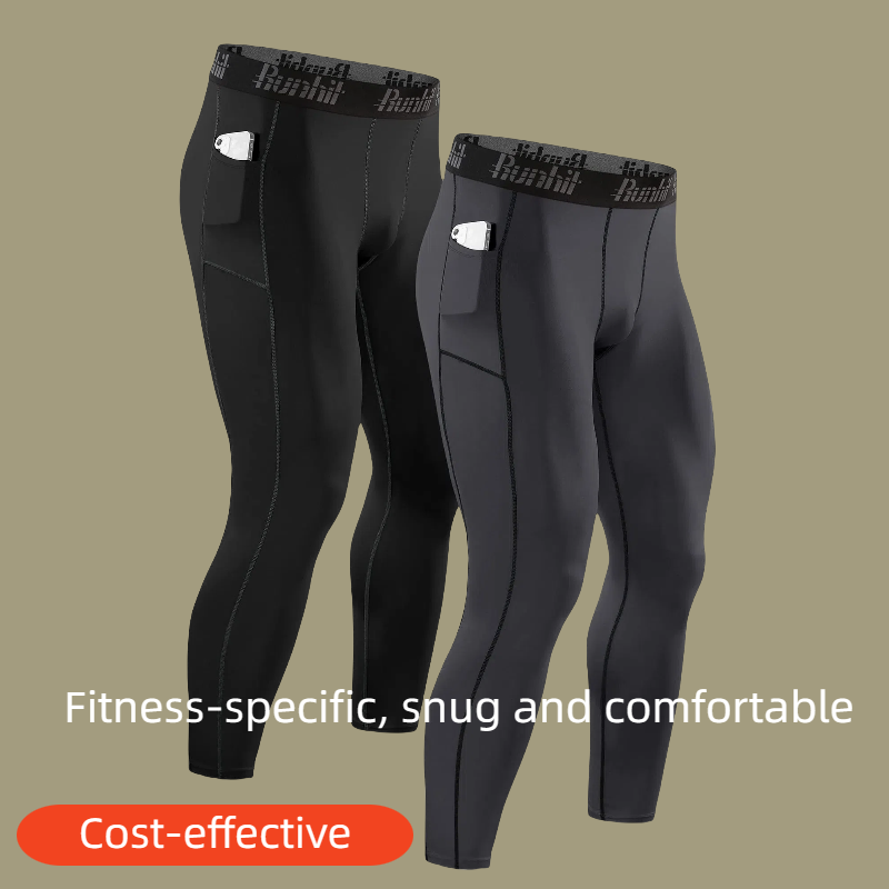 Compression Pants Men's Running Tights Sports Exercise Yoga Gym Leggings Two-pack