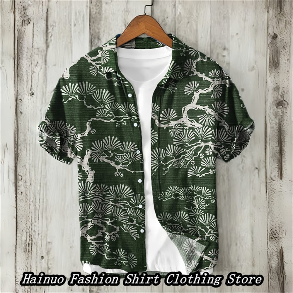 European and American popular men's shirts, shopping casual, retro 3D printed linen shirts, men's slim luxury tops, XS-5XL