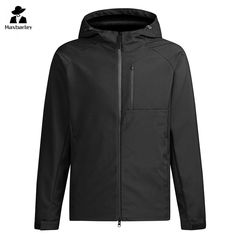2024 Fleece-lined Lined Mountain Jacket Men's Sports Outdoor Waterproof Hooded Coat Casual Winter New Cold-proof Parka Ski Suit