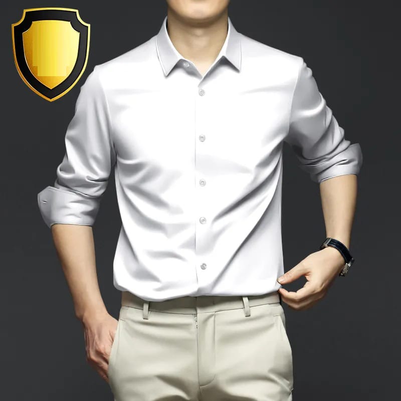 New Stretch Anti-Wrinkle Men's Shirts Long Sleeve Dress Shirts For Men Slim Fit Social Business Blouse White Shirt 6XL