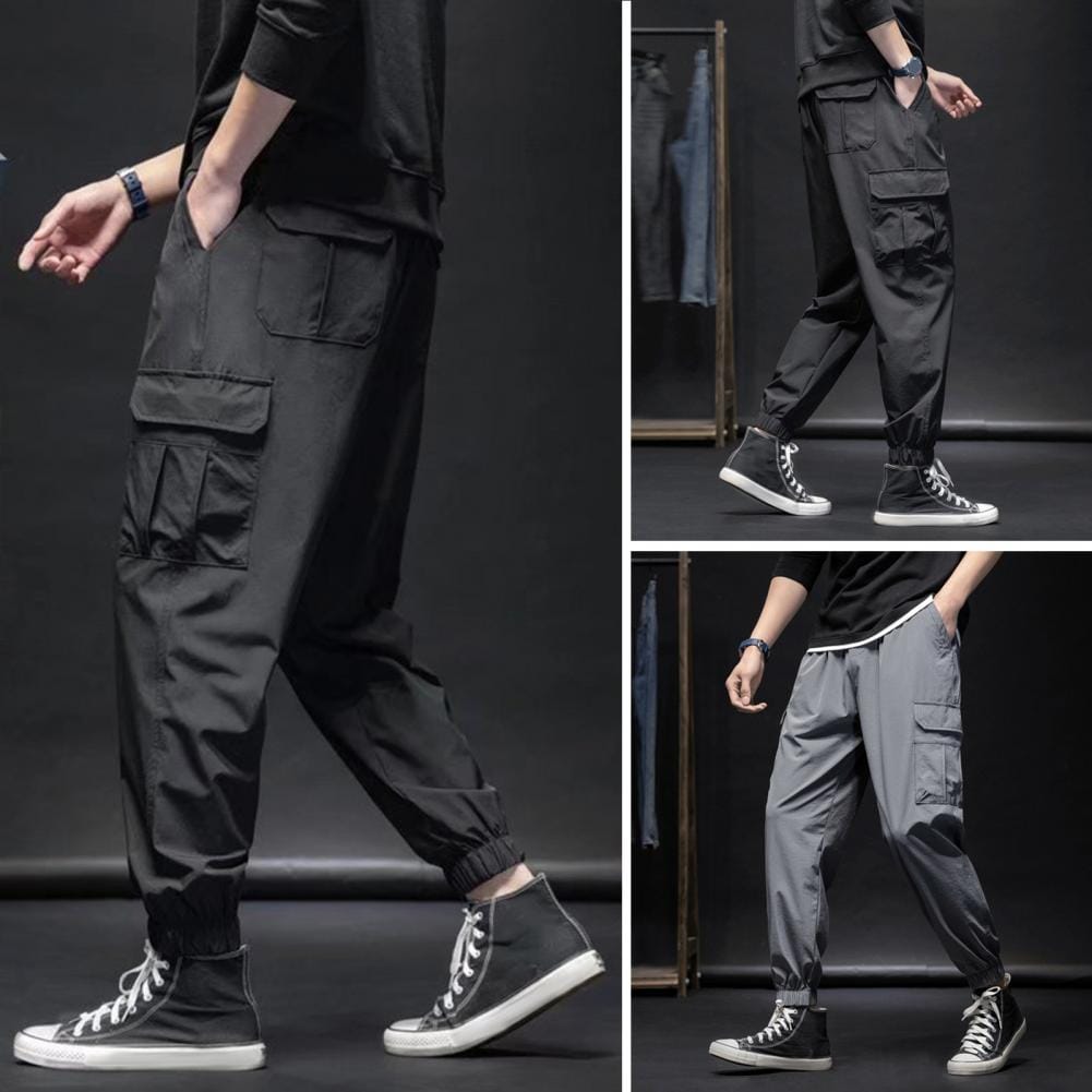 2024 New Summer Men's Joggers Light&Thin Plus Size  Pockets Fitness Sweatpants Ice Silk Loose Casual Track Pants Cargo Pants