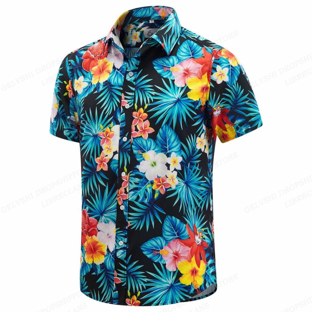 Hawaiian Floral Shirt Tropic Leaf 3d Printed Shirts Men Women Fashion Oversized Blouse Men's Vocation Lapel Shirt Beach Camisas