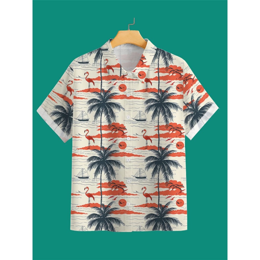 Coconut Tree 3d Print Men's Casual Shirt Hawaiian Shirt Men Summer Casual Short Sleeved Shirt For Men Clothing Breathable Shirts