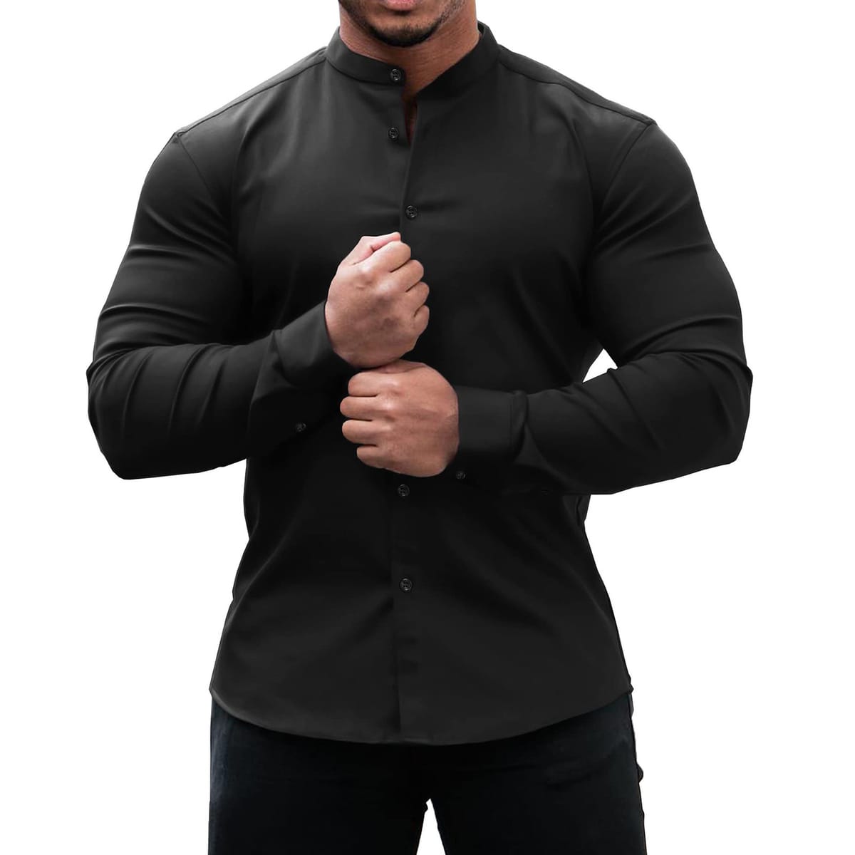 2023 Men's Casual Shirt Slim Fit Micro-elastic Long Sleeve Comfortable Versatile Stand Collar Tops Camisas  Men Dress Shirts