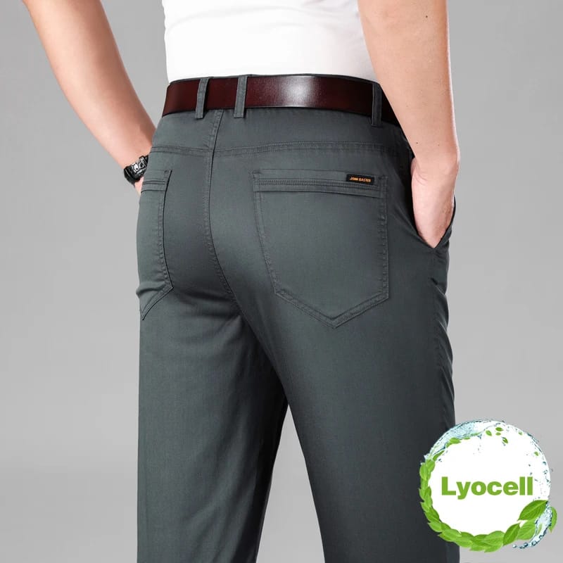 New Summer Men's Business Thin Straight Casual Pants Classic Style Lyocell Stylish Stretch Luxury Trousers Male Brand