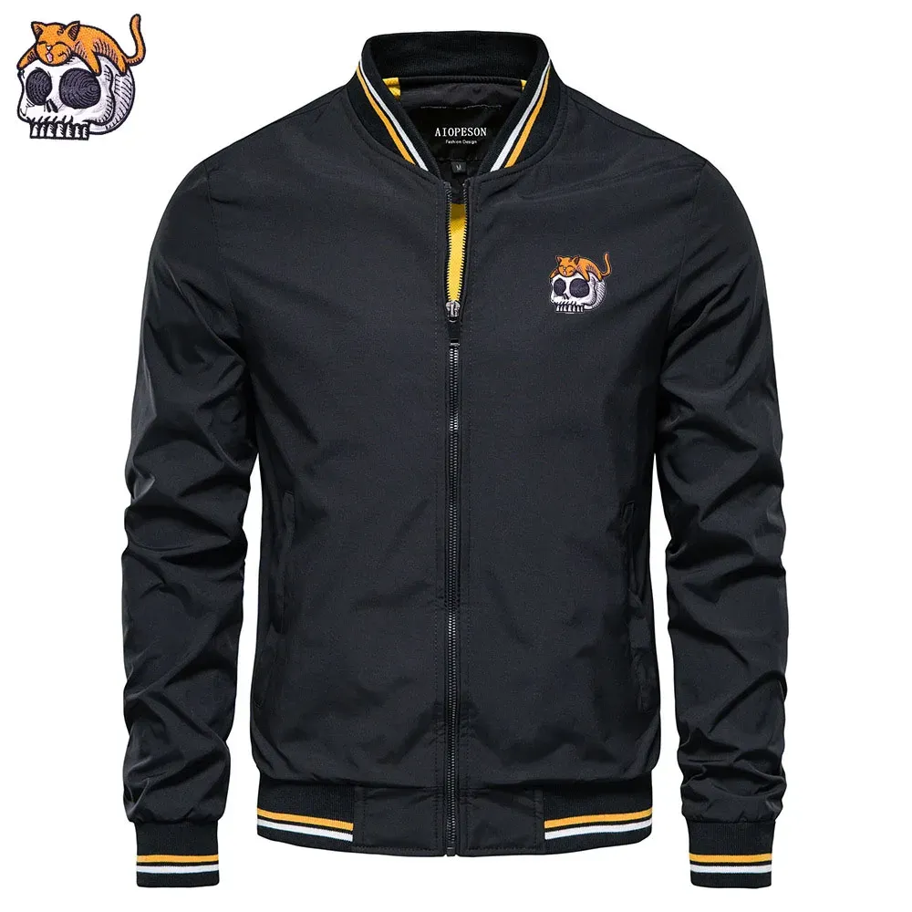 Jacket mens Skull embroidery Punk men's baseball jacket High quality men's wear Outdoor sports jacket Men's business jacket