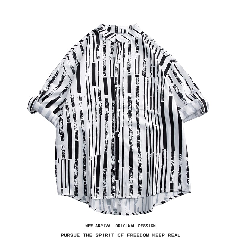 Summer Clothes Striped Shirt Original Men's Shirts High Quality Luxury Men's Shirt New in Clothing Short Sleeve Stylish