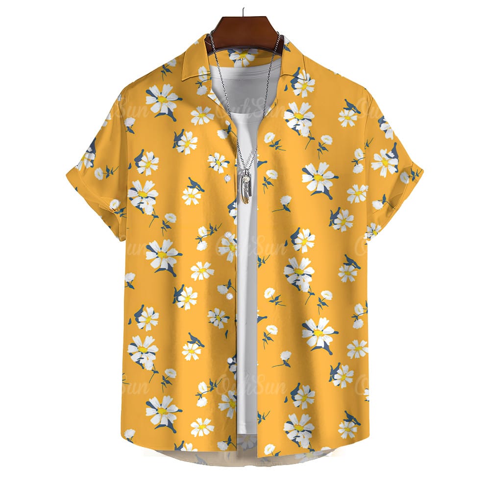 Simple Men's Shirt 3d Floral Printed Hawaiian Shirts For Men Daily Casual Short Sleeved Shirts Loose Oversized Man Clothing Tops