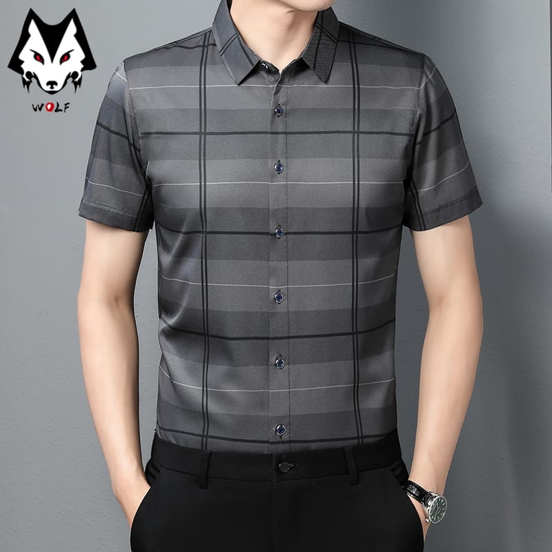 New Spring/Summer Men's Short Sleeve Shirts, Men's Sleeves Slim Fit Casual Shirts, Hot Selling Spot Tops, Men's Fashion Stripe