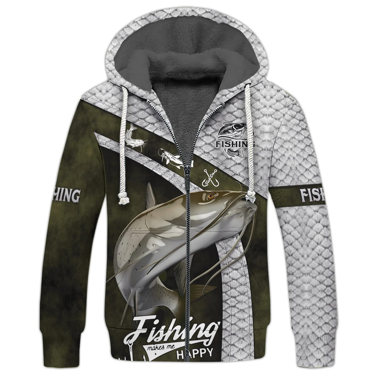 Catfish Fishing / Marlin Fishing 3D Printed Fashion Men's Fleece Zip Hoodie Unisex Casual Winter Thicker Warm zipped jacket JH13