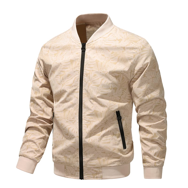 Men's Baseball Suit 2024 Autumn New Solid Color Trendy Print Outdoor Camping Stand up Collar Coat Men's Fashion Versatile Jacket